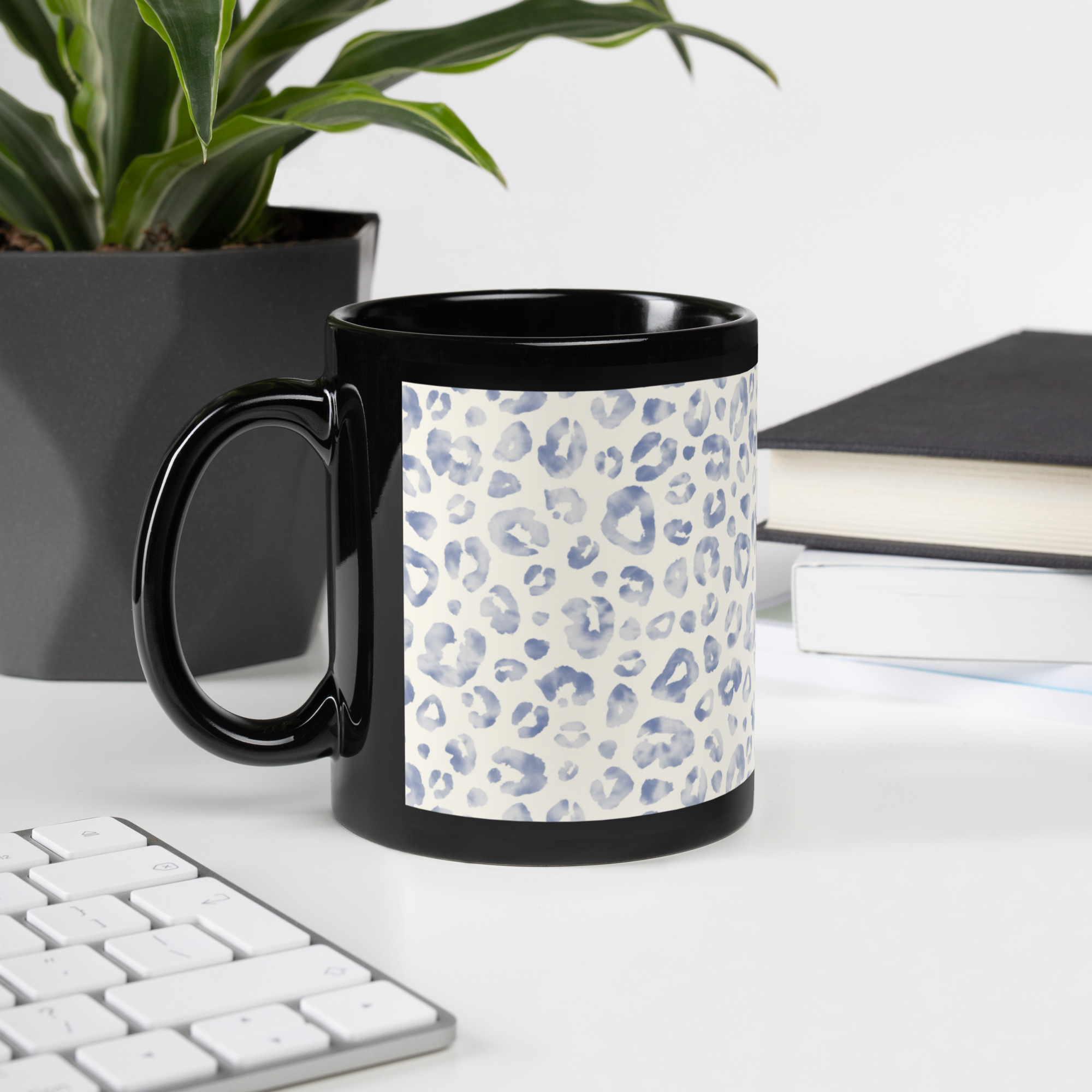 Taza negra brillante Leopardo índigo - Image 3