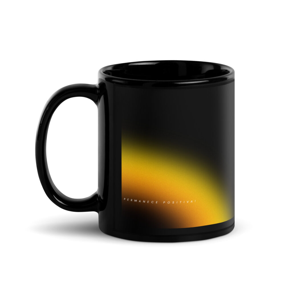 Taza negra brillante Glow Positive