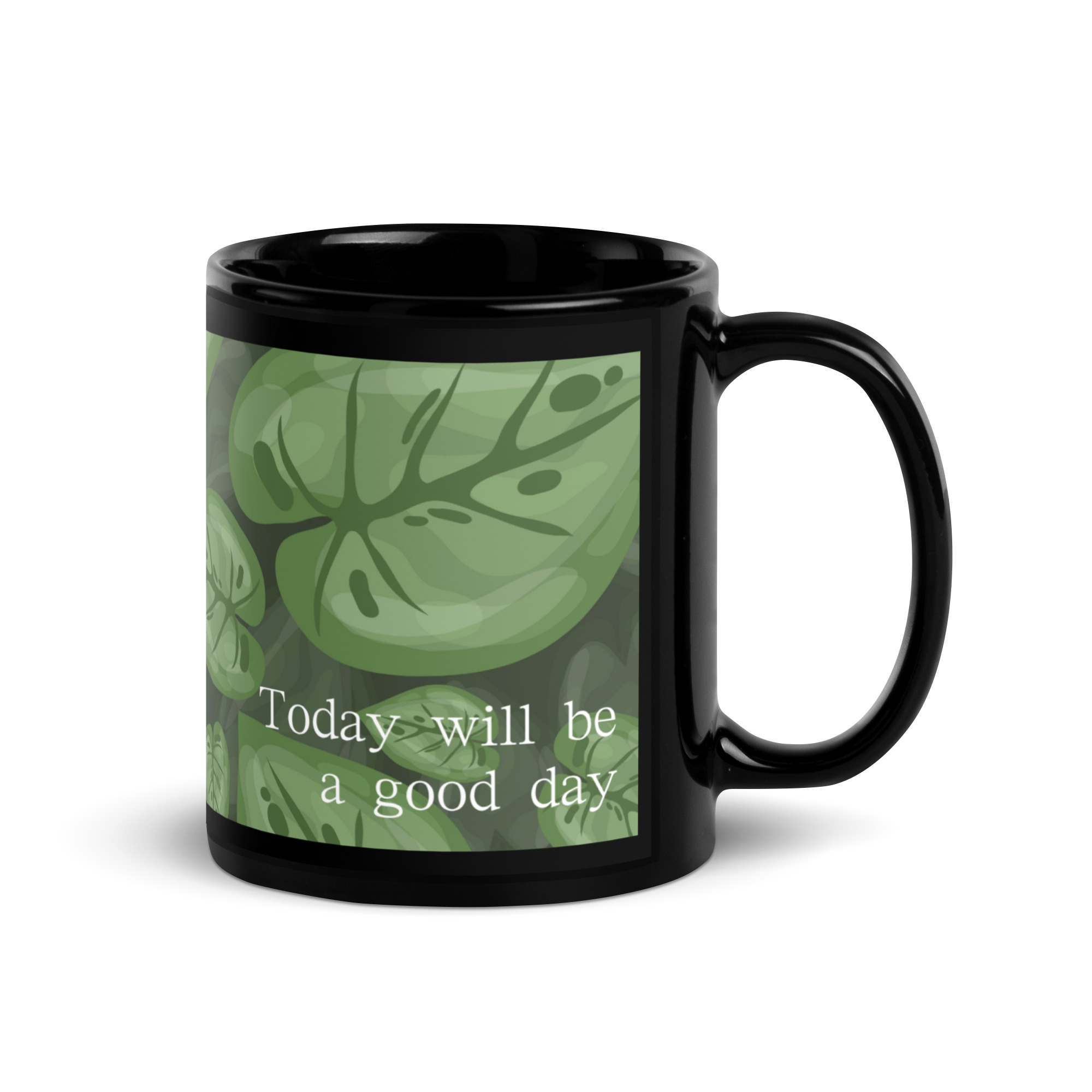 Taza negra brillante Rana Verde - Image 2