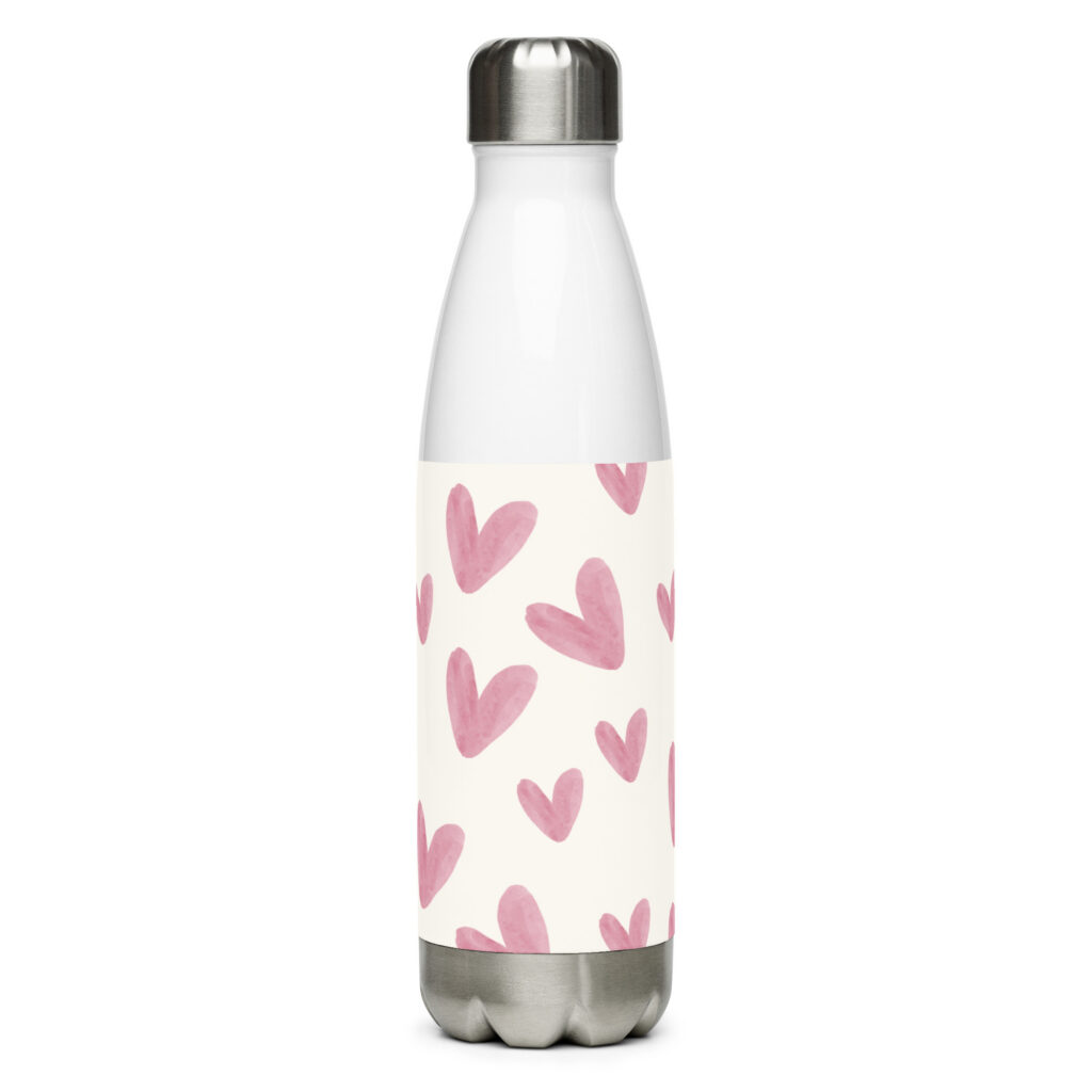 Botella de agua de acero inoxidable Corazones de Acuarela