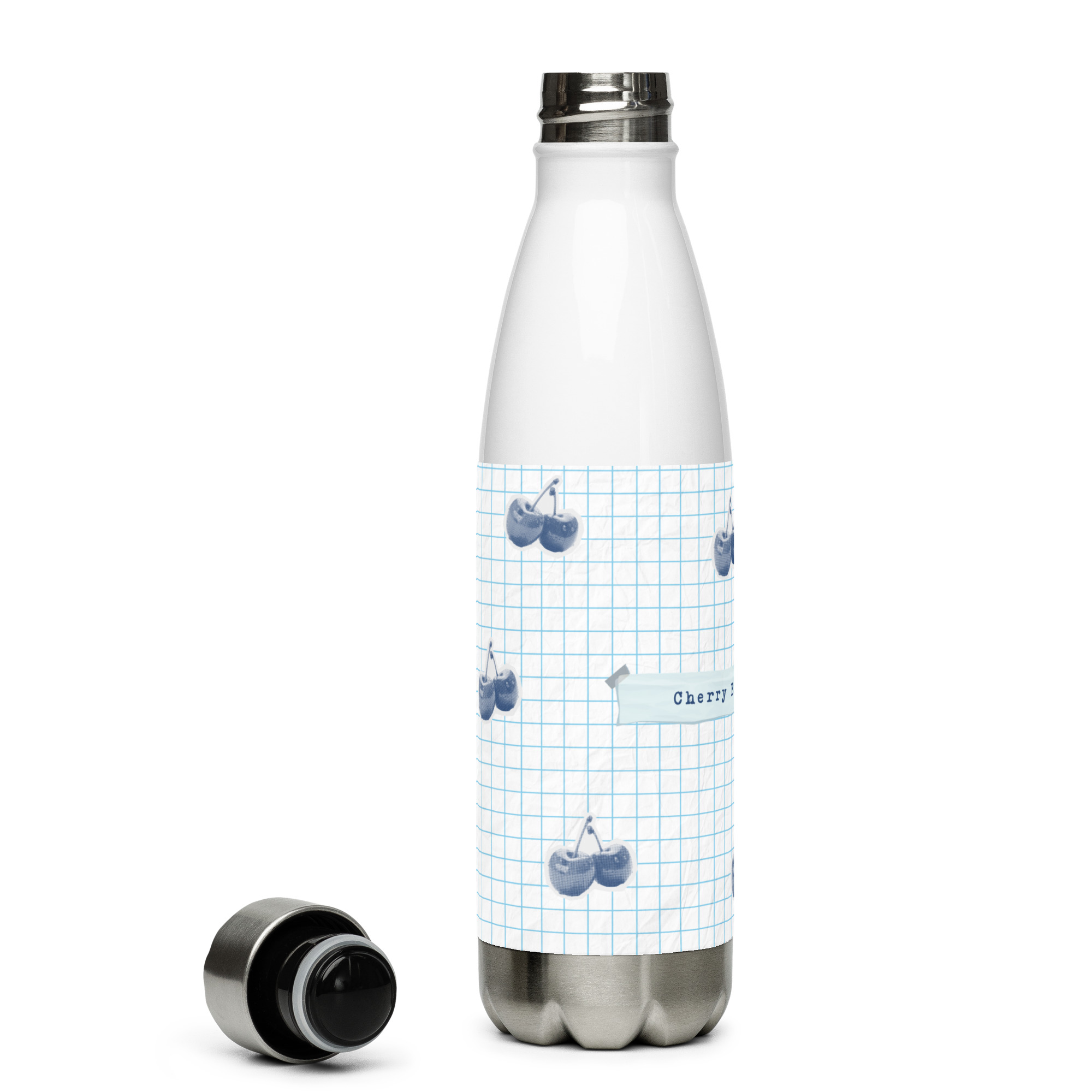 Botella de agua de acero inoxidable Cherry Blue - Image 6