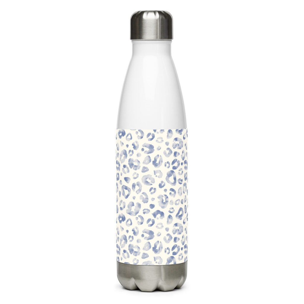 Botella de agua de acero inoxidable Leopardo Índigo