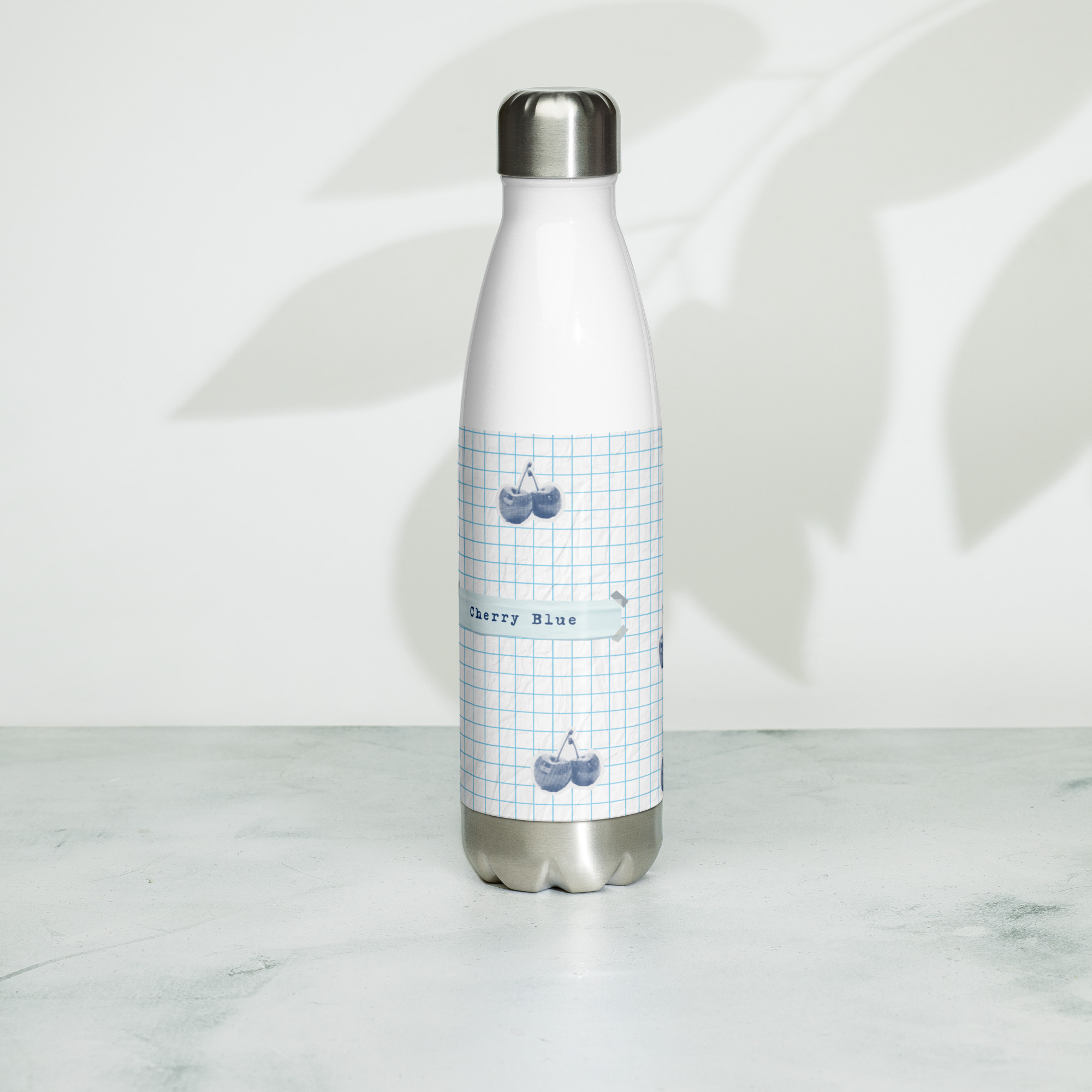 Botella de agua de acero inoxidable Cherry Blue - Image 5
