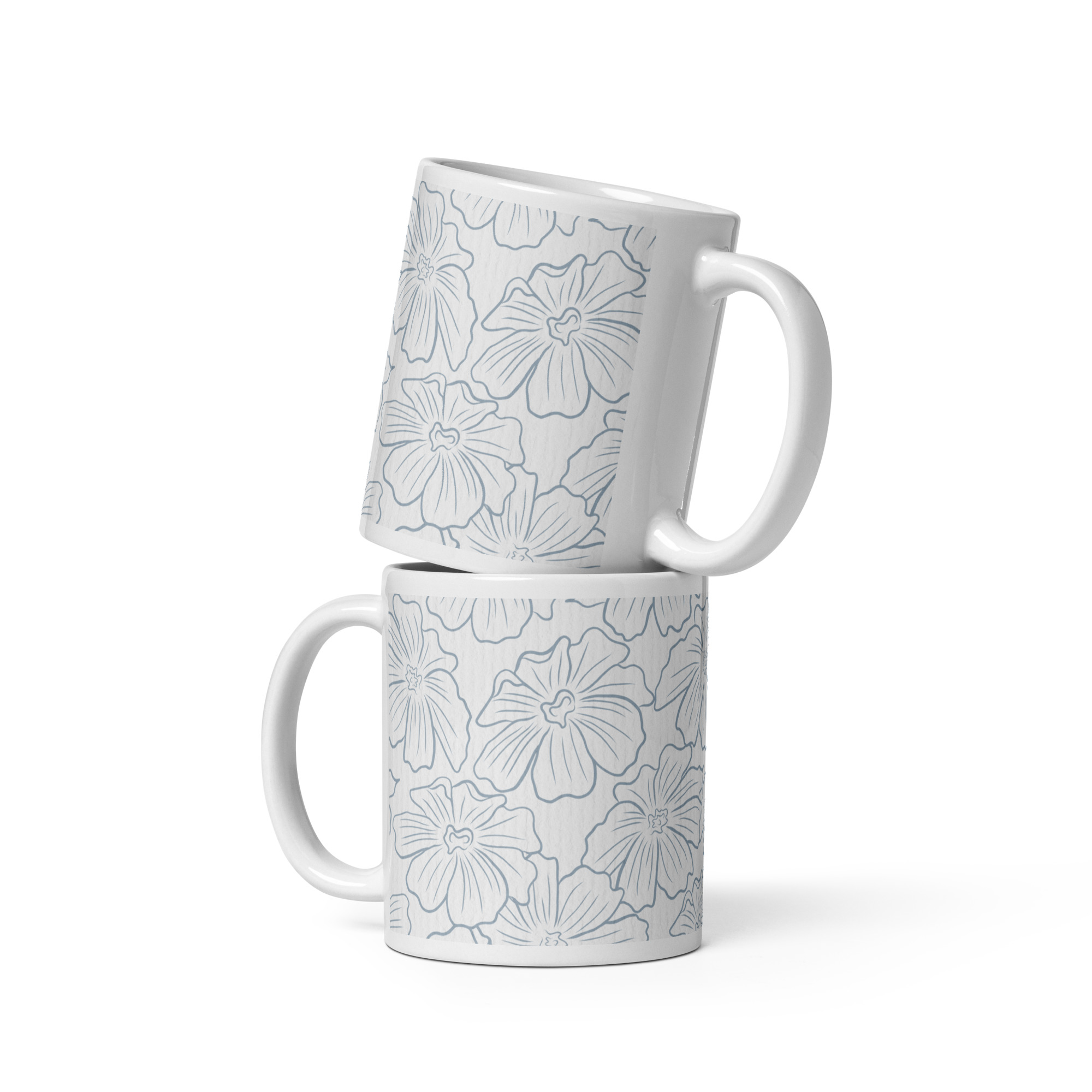Taza blanca brillante Petalos al Grafito - Image 2