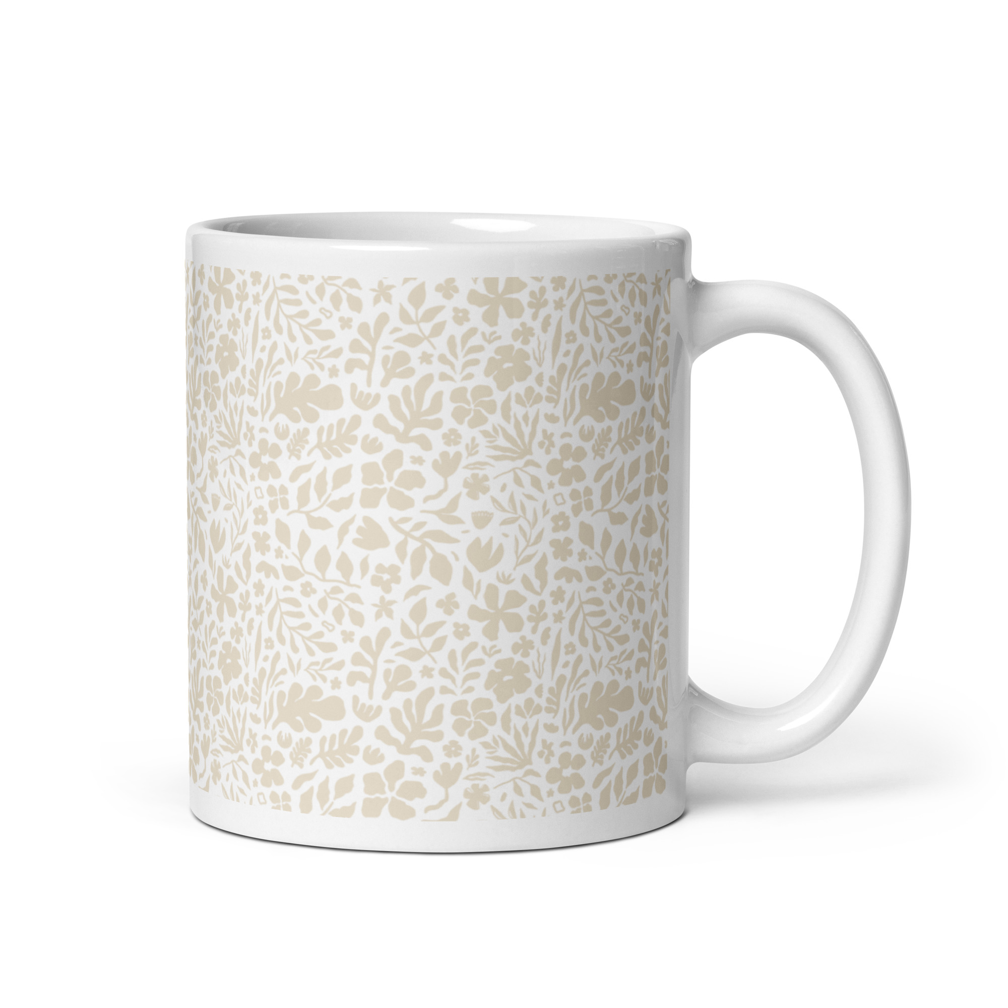 Taza blanca brillante Flora Nude
