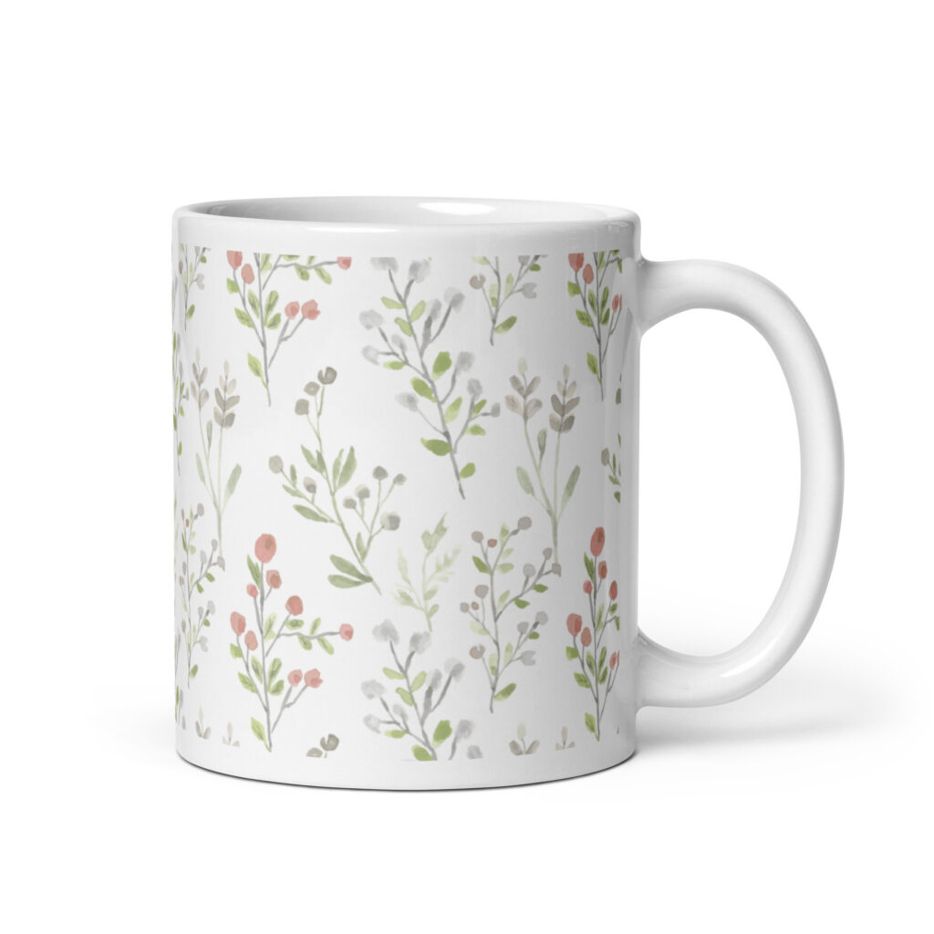 Taza blanca brillante Botánico Vintage